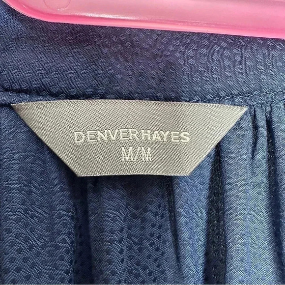 Denver Hayes Blouse Sleeveless U-Shape Neckline Semi-Sheer Peplum Blue Sz Medium - Picture 8 of 16